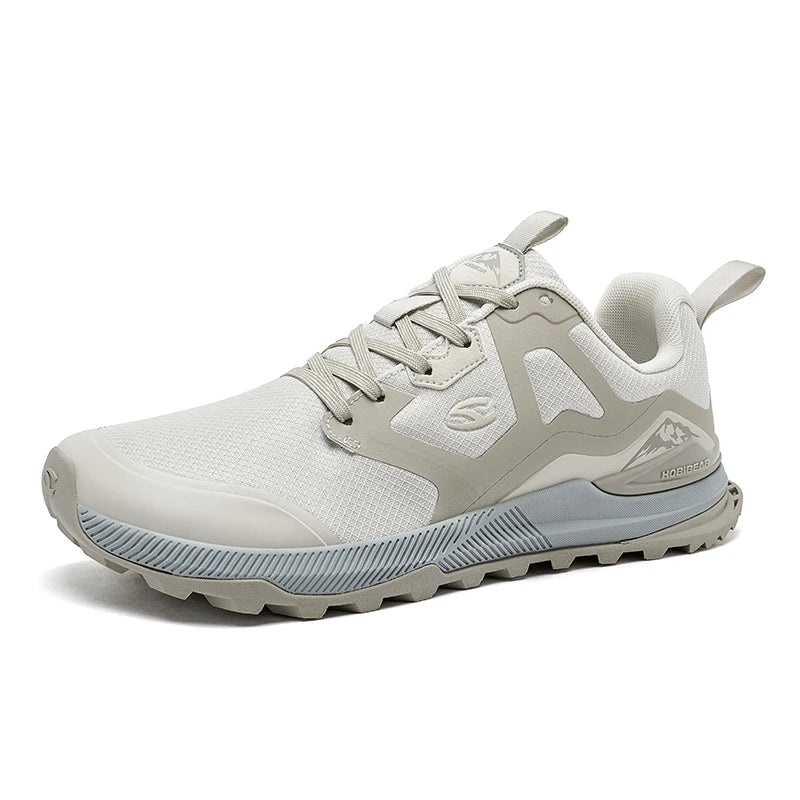 HOBIBEAR Unisex Hiking Sneakers — Lace-Up Outdoor Walking Shoes with Artificial Leather Upper