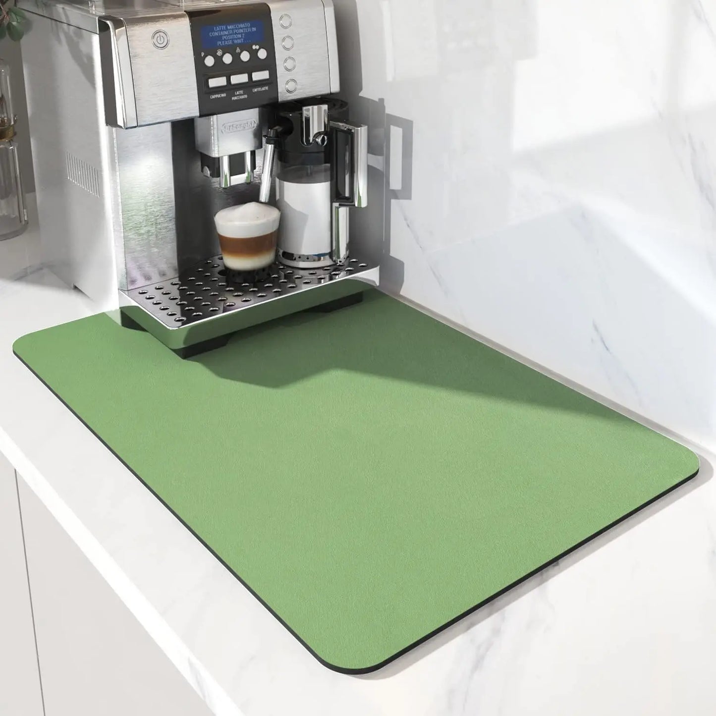 Anti-Slip Coffee Station Mat — Rubber-Backed Water-Absorbent Dish Drying & Drainage Pad for Kitchen Worktops