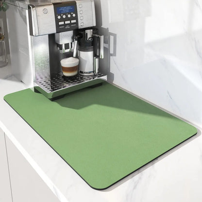 Anti-Slip Coffee Station Mat — Rubber-Backed Water-Absorbent Dish Drying & Drainage Pad for Kitchen Worktops