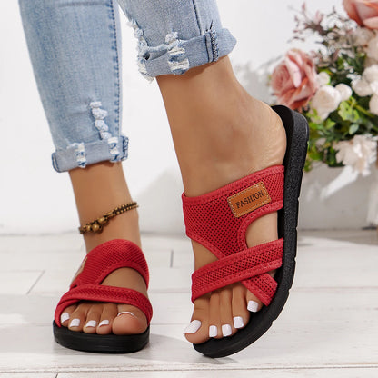 Sports-Style Mesh Breathable Women's Flat Sandals — Comfortable Skin-Friendly Indoor & Outdoor Sandals