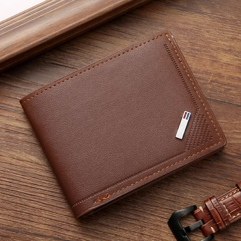 Men's Minimalist Soft Leather Short Wallet — Slim Foldable Bifold for Everyday Carry