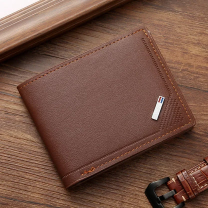 Men's Minimalist Soft Leather Short Wallet — Slim Foldable Bifold for Everyday Carry
