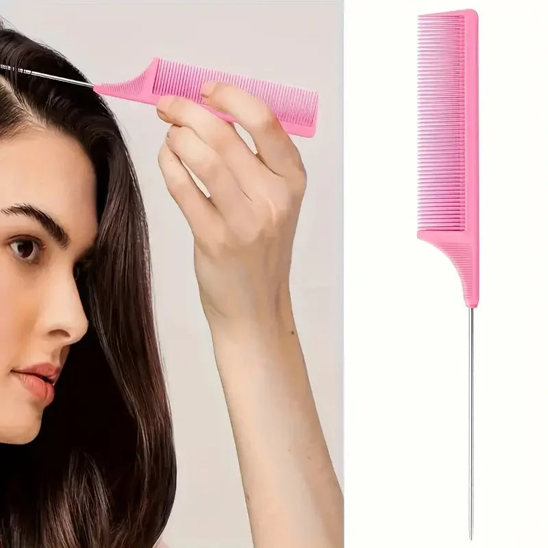 6-Piece Hair Brush & Styling Tool Set — Spray Bottle, Braiding Loop, Rat Tail Comb, Teasing Brush & Edge Control Brush