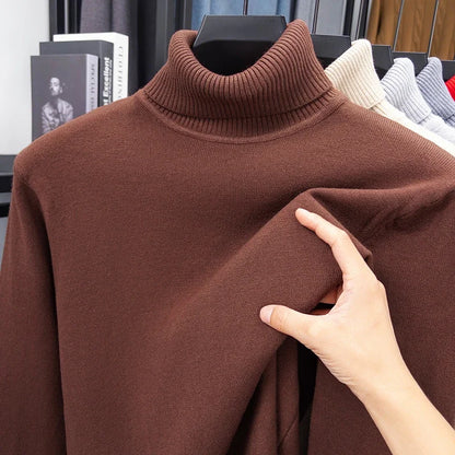 Men's Slim Fit Knitted Turtleneck Sweater — Anti-Pilling Long Sleeve Pullover