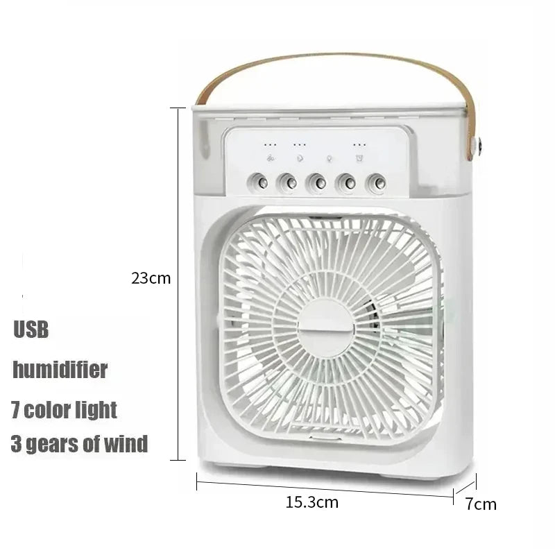 3-in-1 Mini Air Cooler Fan — Portable USB Humidifier, LED Night Light & Personal Air Conditioner