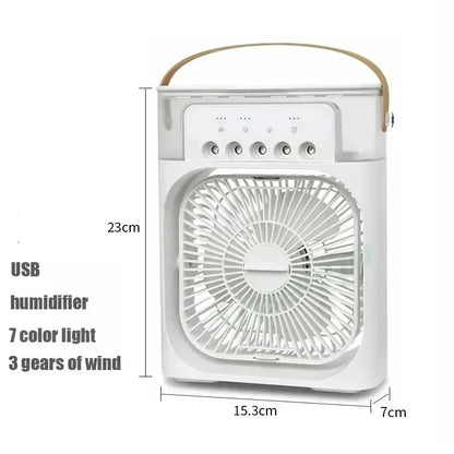 3-in-1 Mini Air Cooler Fan — Portable USB Humidifier, LED Night Light & Personal Air Conditioner