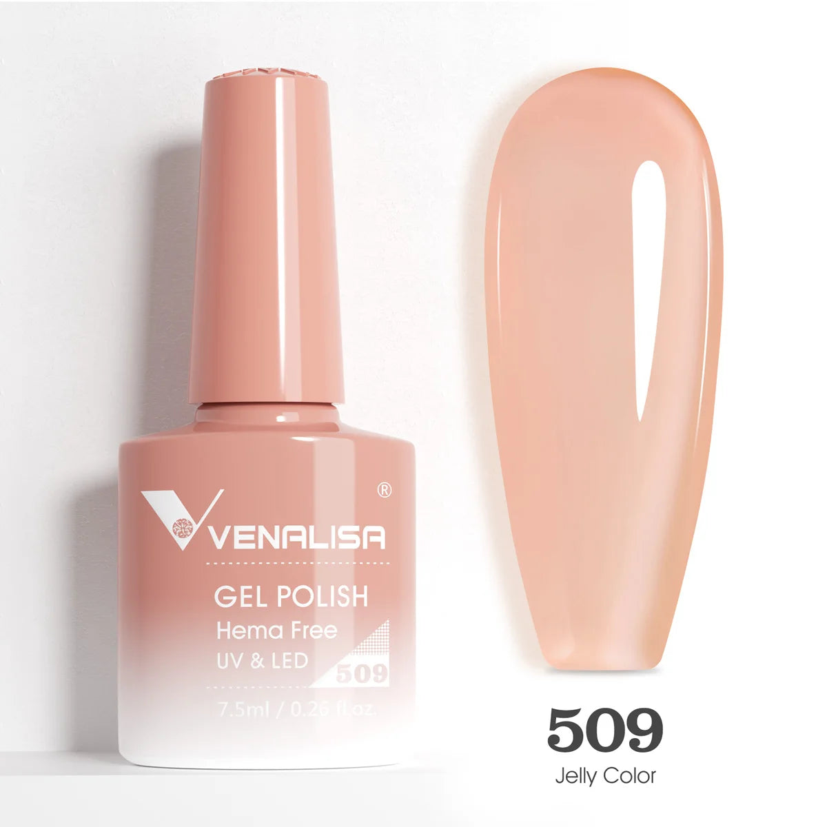 Venalisa HEMA-Free Glitter Gel Nail Polish — Full Coverage UV LED Soak-Off, Jelly Pink & Nude