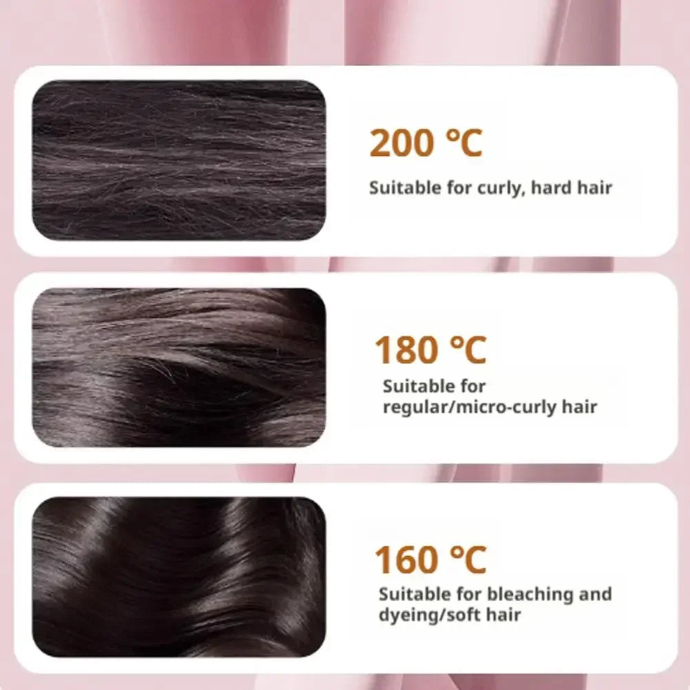 Mini Rechargeable Hair Straightener Brush — 3-Speed Temperature Control Anti-Scald Portable Travel Styling Tool