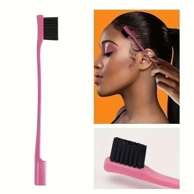 6-Piece Hair Brush & Styling Tool Set — Spray Bottle, Braiding Loop, Rat Tail Comb, Teasing Brush & Edge Control Brush