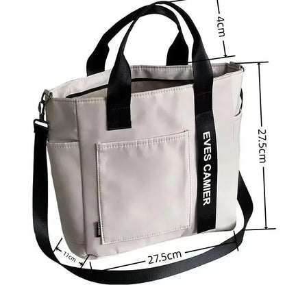 Nylon Waterproof Canvas Tote Bag — Large Capacity Casual Messenger Shoulder Bag for Women & Students