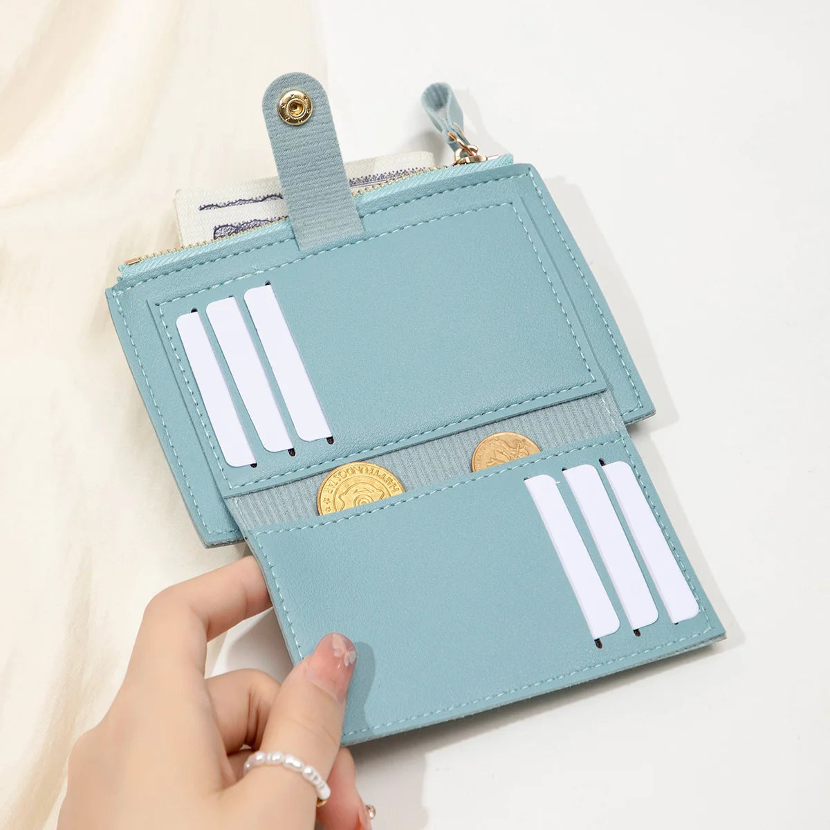 Women's Mini PU Leather Credit Card Holder Wallet — Ultra-Thin Minimalist Short Purse