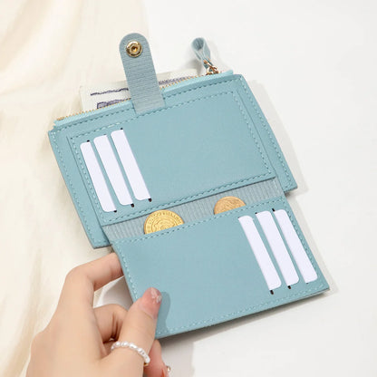 Women's Mini PU Leather Credit Card Holder Wallet — Ultra-Thin Minimalist Short Purse