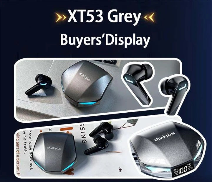 Lenovo XT53 Wireless Earbuds — Bluetooth 5.4, LED Display, Low Latency Gaming & Waterproof Design