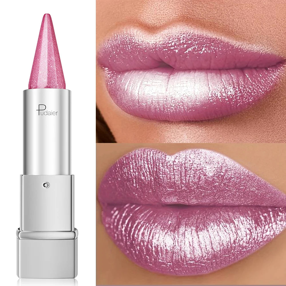 Pearl Shimmer Lipstick – 6 Metallic High-Shine Shades