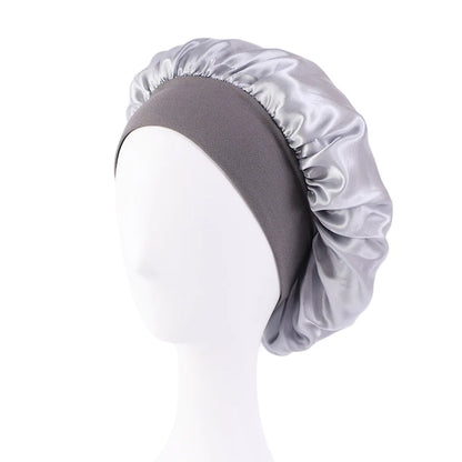 Women's Satin Sleep Bonnet — Wide-Brimmed Night Cap & Head Wrap with Elastic Band for Hair Care