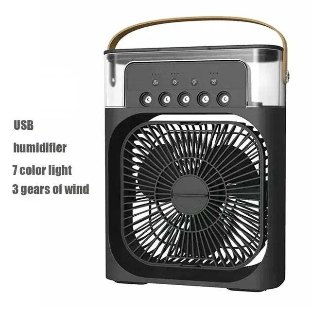3-in-1 Mini Air Cooler Fan — Portable USB Humidifier, LED Night Light & Personal Air Conditioner