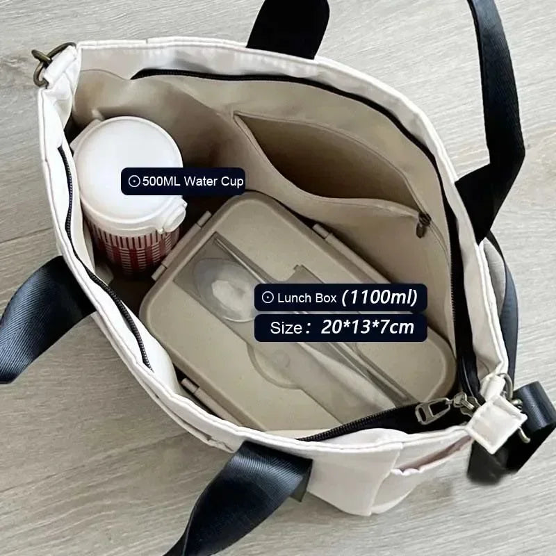 Nylon Waterproof Canvas Tote Bag — Large Capacity Casual Messenger Shoulder Bag for Women & Students