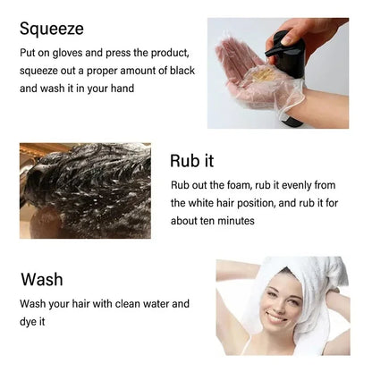 3-in-1 Natural Black Herbal Hair Dye Shampoo — Quick Color, Moisturizing & Conditioning Hair Care