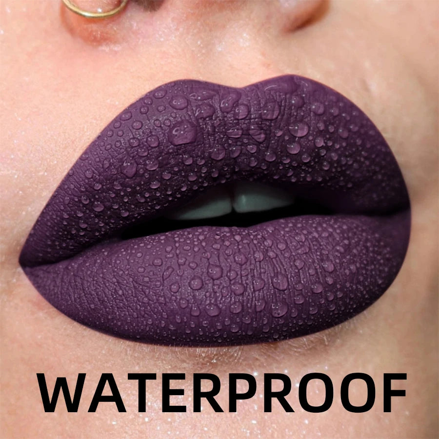 19-Color Matte Velvet Liquid Lipstick — Waterproof Long-Lasting Lip Glaze in Nude, Red & Black Shades