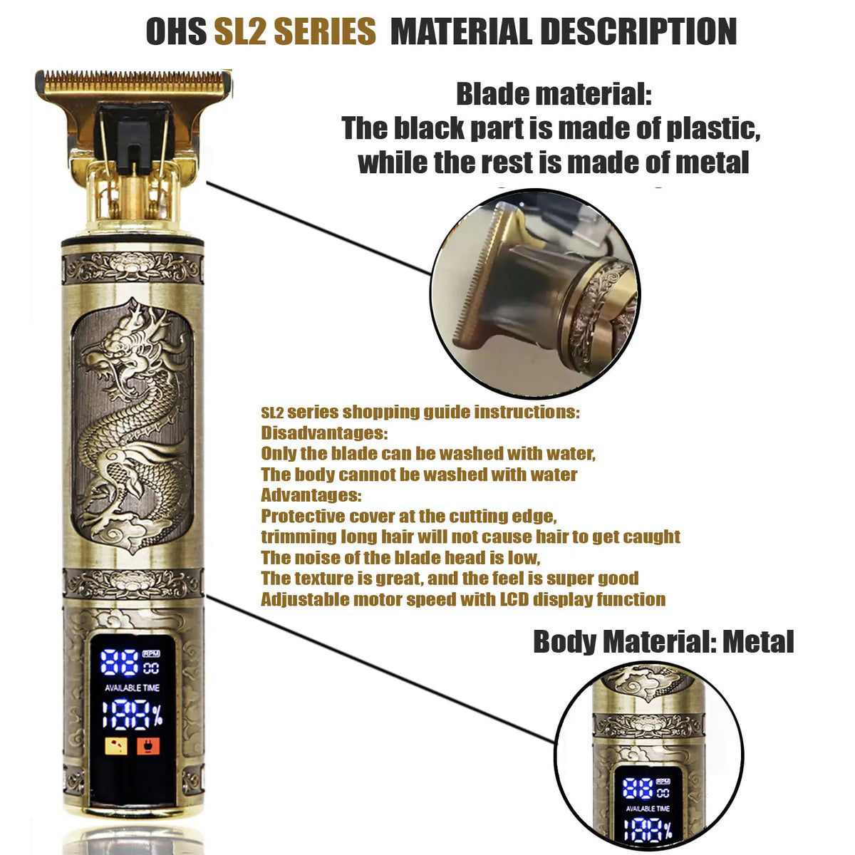 Rechargeable T9 Detail Hair & Beard Trimmer – 12 Designs