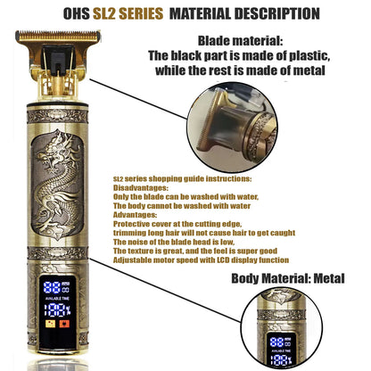 Rechargeable T9 Detail Hair & Beard Trimmer – 12 Designs