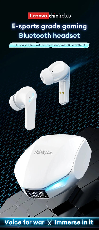 Lenovo XT53 Wireless Earbuds — Bluetooth 5.4, LED Display, Low Latency Gaming & Waterproof Design