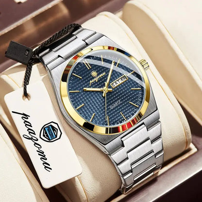 PAAZOMU Luxury Men's Chronograph Watch — Luminous Waterproof Quartz Watch with Date Display