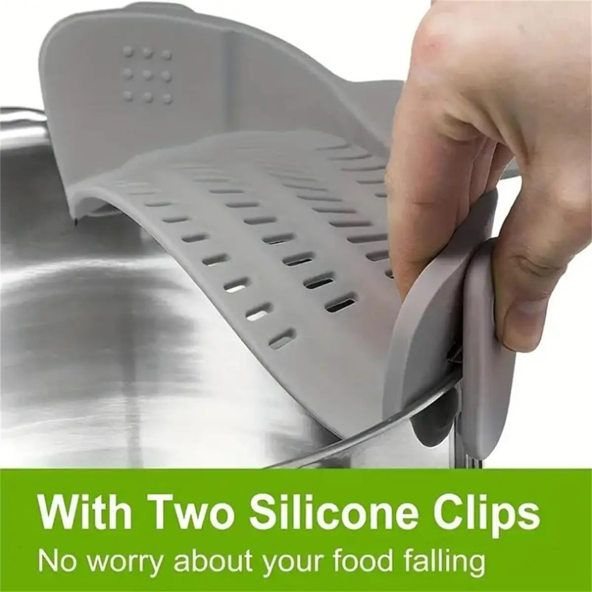 Adjustable Clip-On Pot Strainer — Universal Pasta & Vegetable Strainer for Pots, Pans & Bowls