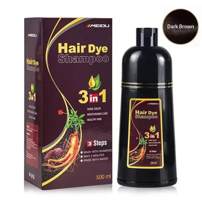 3-in-1 Natural Black Herbal Hair Dye Shampoo — Quick Color, Moisturizing & Conditioning Hair Care
