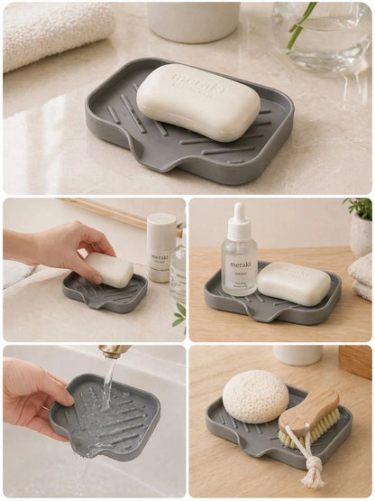 Silicone Sink Storage Tray — Drain Design Sponge & Soap Holder for Kitchen