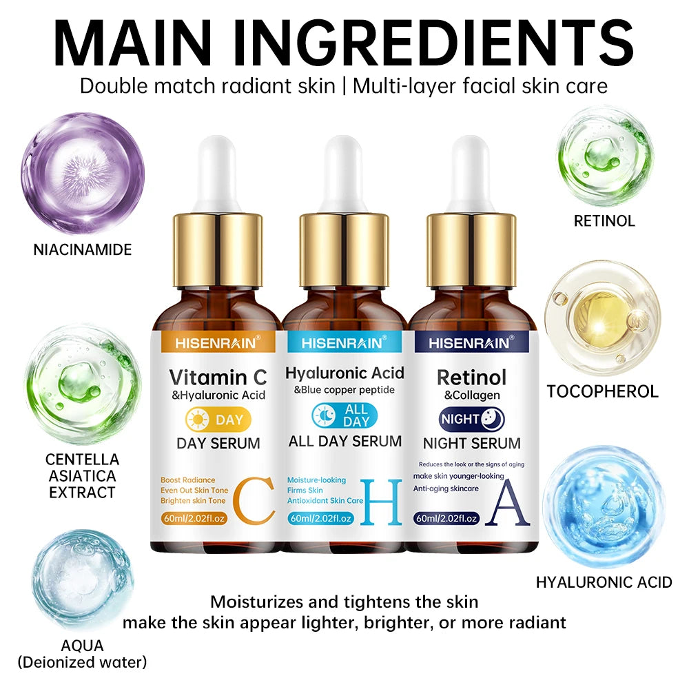 Duo de sérums Vitamine C + Rétinol + Acide Hyaluronique