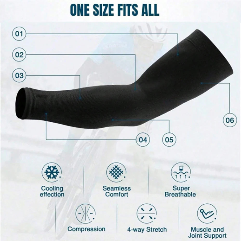 Sun Protection Ice Silk Arm Sleeves — 3 Pairs Unisex UV Guard for Cycling, Driving & Fishing