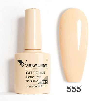 Venalisa HEMA-Free Glitter Gel Nail Polish — Full Coverage UV LED Soak-Off, Jelly Pink & Nude