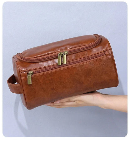Leather Toiletry Bag — Hanging Dopp Kit for Men & Women