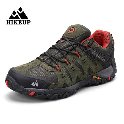 HIKEUP Men's Suede Leather Hiking Shoes — Wear-Resistant Outdoor Trekking, Walking & Tactical Sneakers