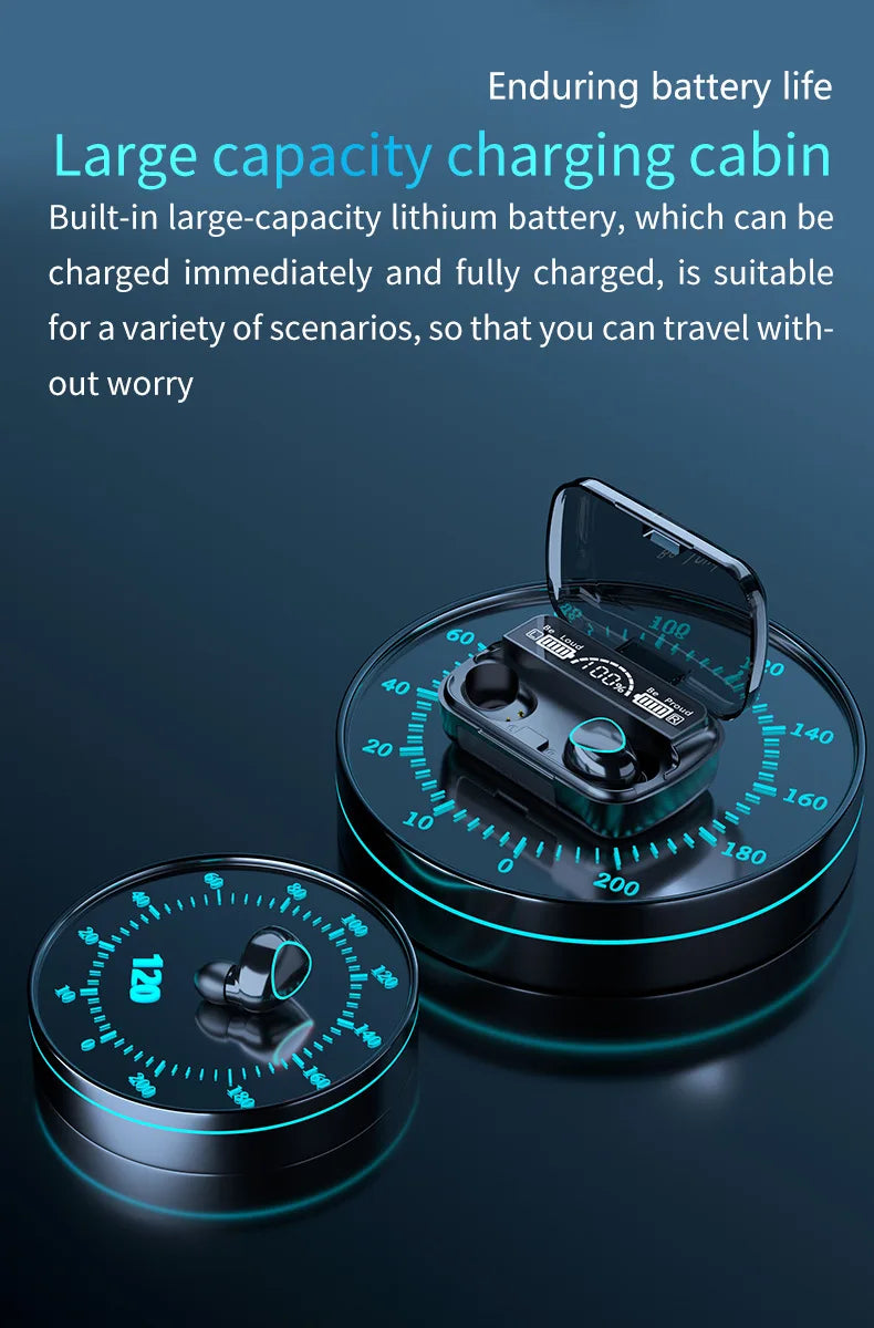 M10 Wireless Earbuds with Built-In Power Bank — High Quality Sound, Sports & Gaming Bluetooth Headphones