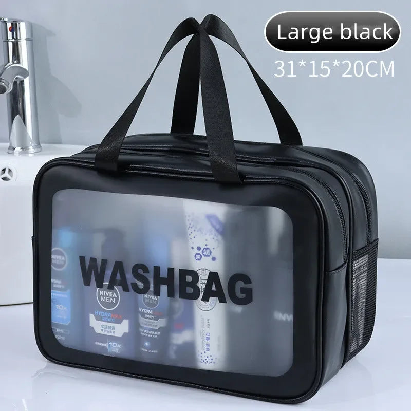 Dry-Wet Separation Travel Bag — Transparent PU Cosmetic & Gym Essentials Bag