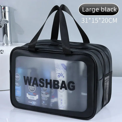 Dry-Wet Separation Travel Bag — Transparent PU Cosmetic & Gym Essentials Bag