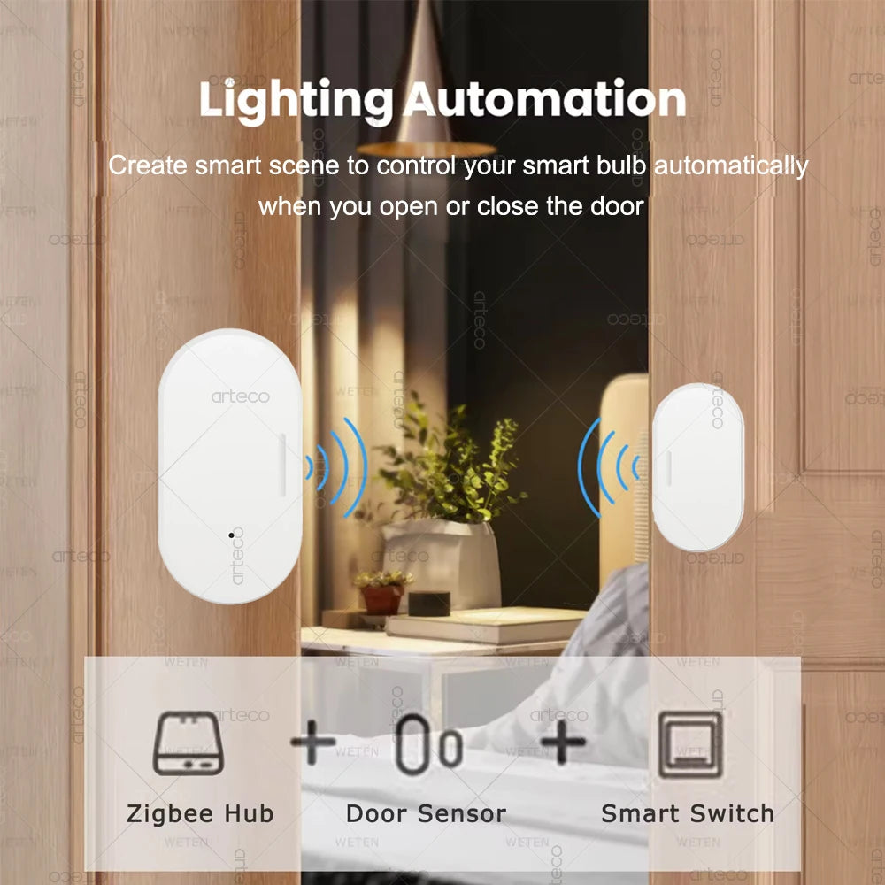 ZigBee Smart Door & Window Sensor — Magnetic Contact Open/Close Detector for Smart Home Security