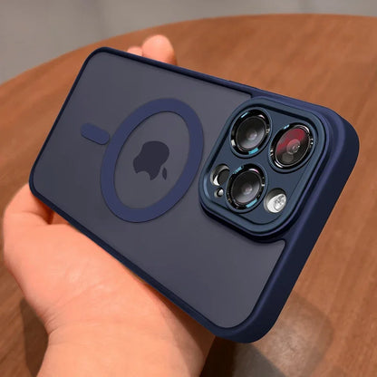 Magnetic Matte Translucent iPhone Case with Lens Protector — MagSafe Compatible, iPhone 11–17 Pro Max