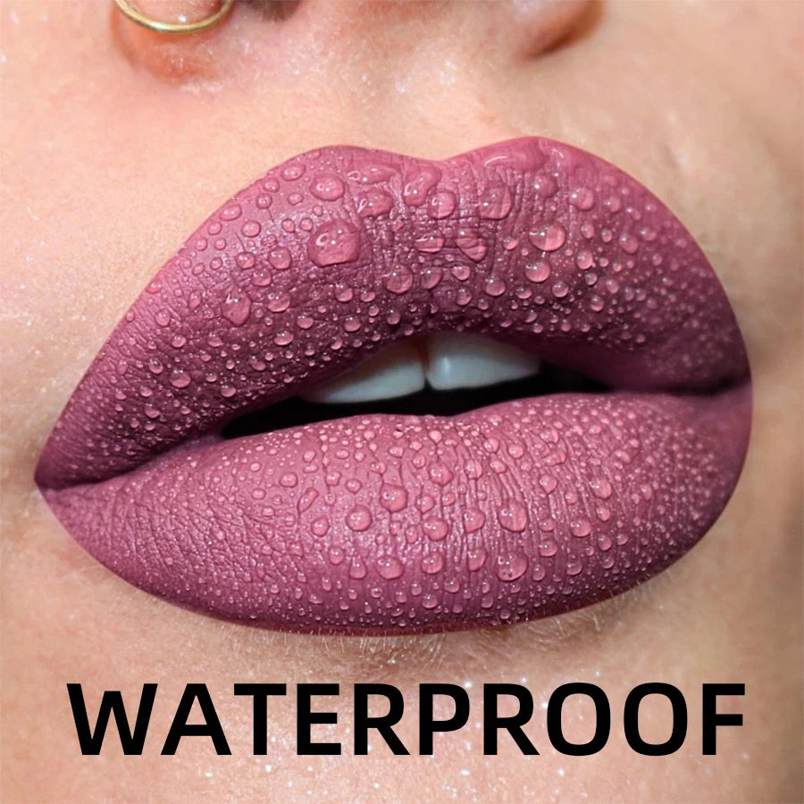 19-Color Matte Velvet Liquid Lipstick — Waterproof Long-Lasting Lip Glaze in Nude, Red & Black Shades