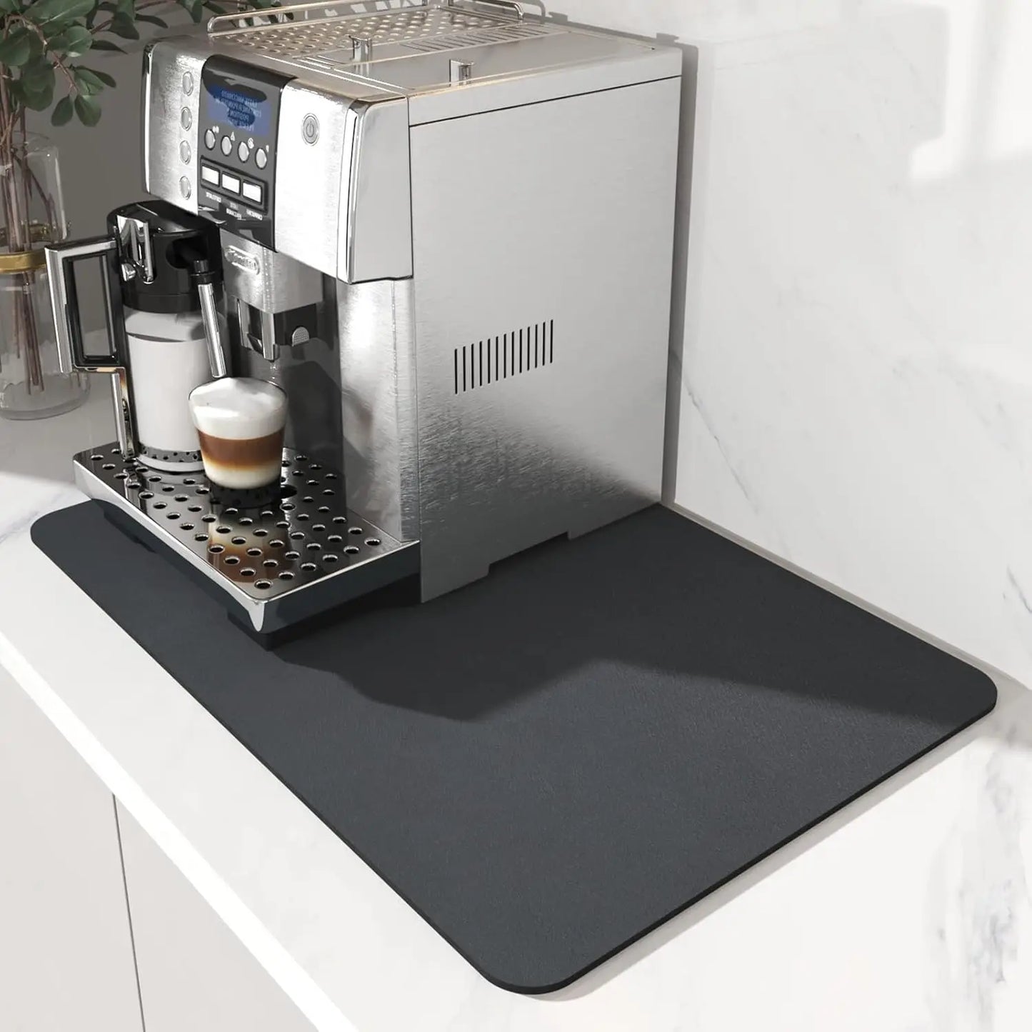 Anti-Slip Coffee Station Mat — Rubber-Backed Water-Absorbent Dish Drying & Drainage Pad for Kitchen Worktops