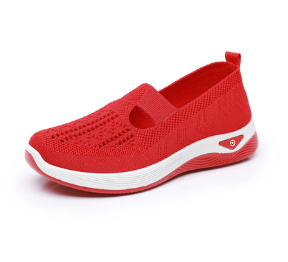 Women's Breathable Non-Slip Walking Flat Shoes — Soft Sole Casual Shoes for Middle-Aged & Elderly Women