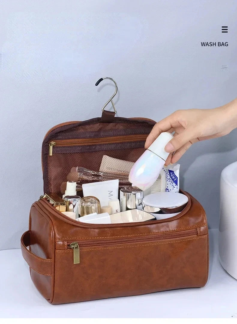 Leather Toiletry Bag — Hanging Dopp Kit for Men & Women