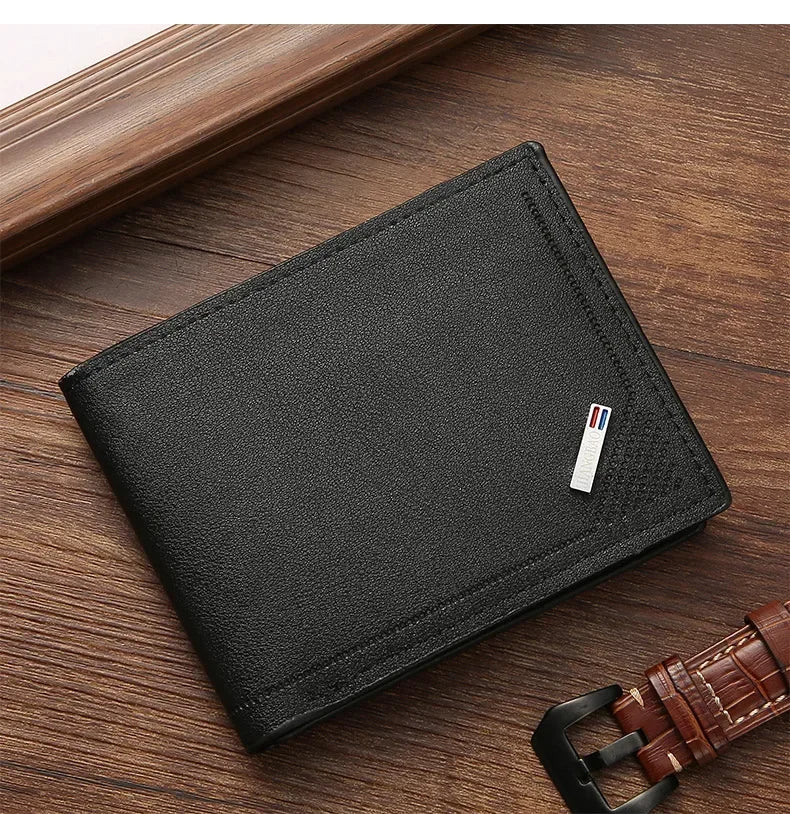 Men's Minimalist Soft Leather Short Wallet — Slim Foldable Bifold for Everyday Carry