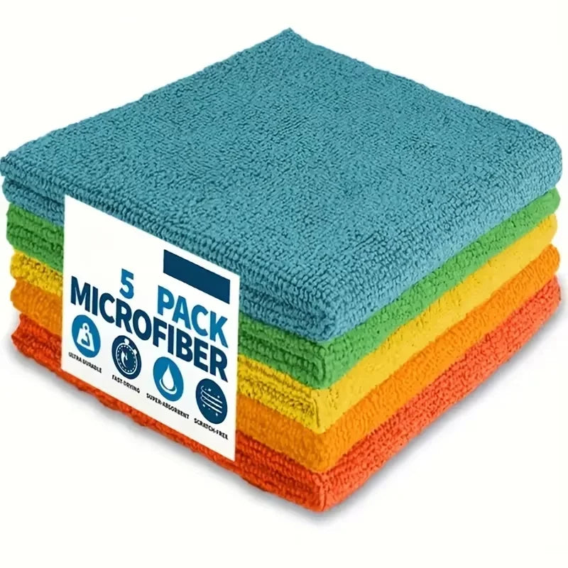 Microfiber Kitchen Cleaning Cloths — Ultra-Fine Fiber Absorbent & Stain-Removing Towels (5, 10 or 20 Pack)