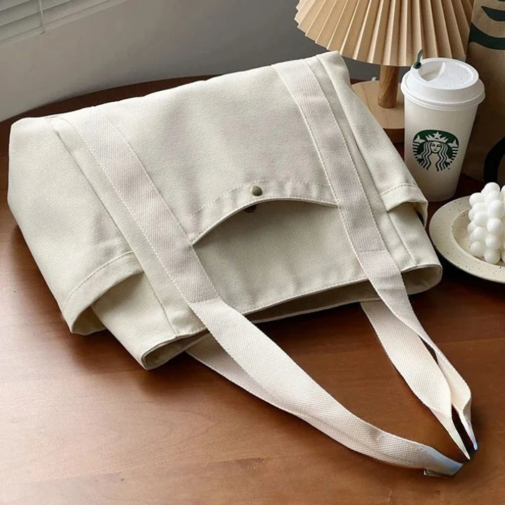 Large Capacity Canvas Tote Bag — Work, College & Shopping Shoulder Bag for Women