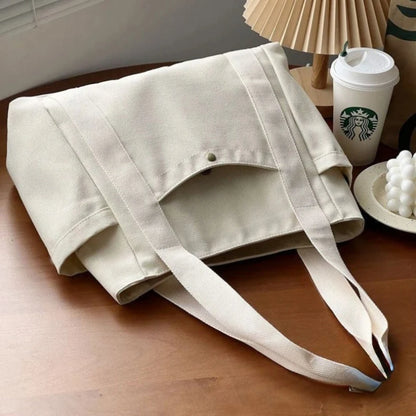 Large Capacity Canvas Tote Bag — Work, College & Shopping Shoulder Bag for Women