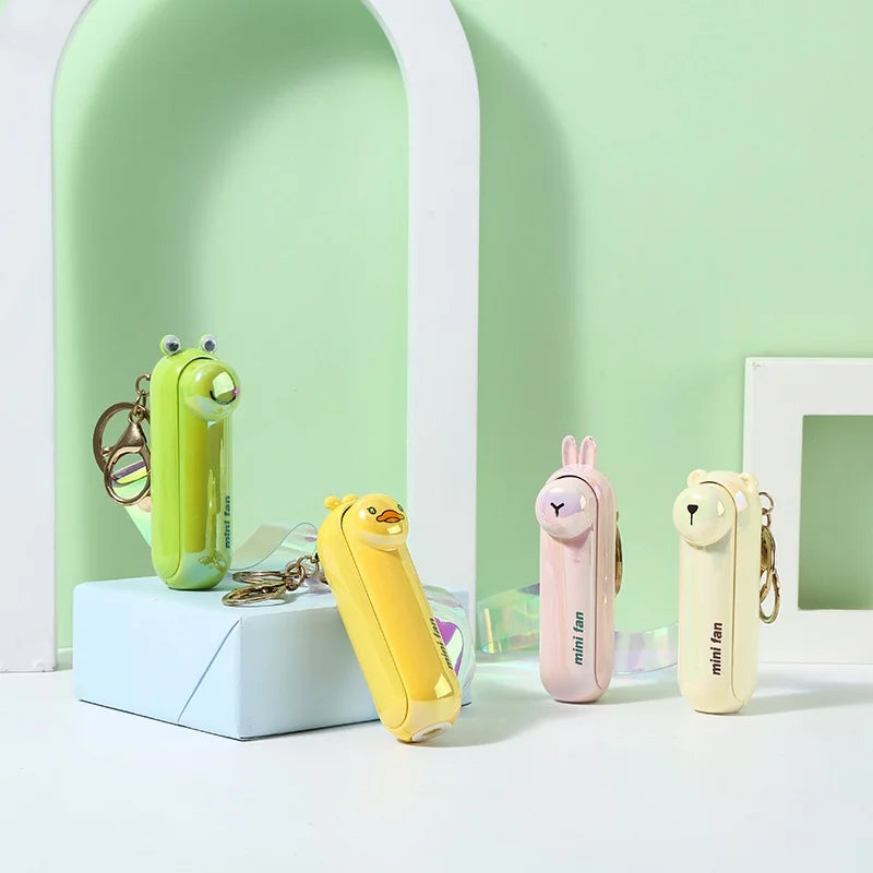 Cute Mini Portable USB Fan — Foldable Handheld Desk & Bedside Cooling Fan with Battery