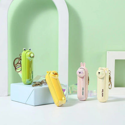 Cute Mini Portable USB Fan — Foldable Handheld Desk & Bedside Cooling Fan with Battery
